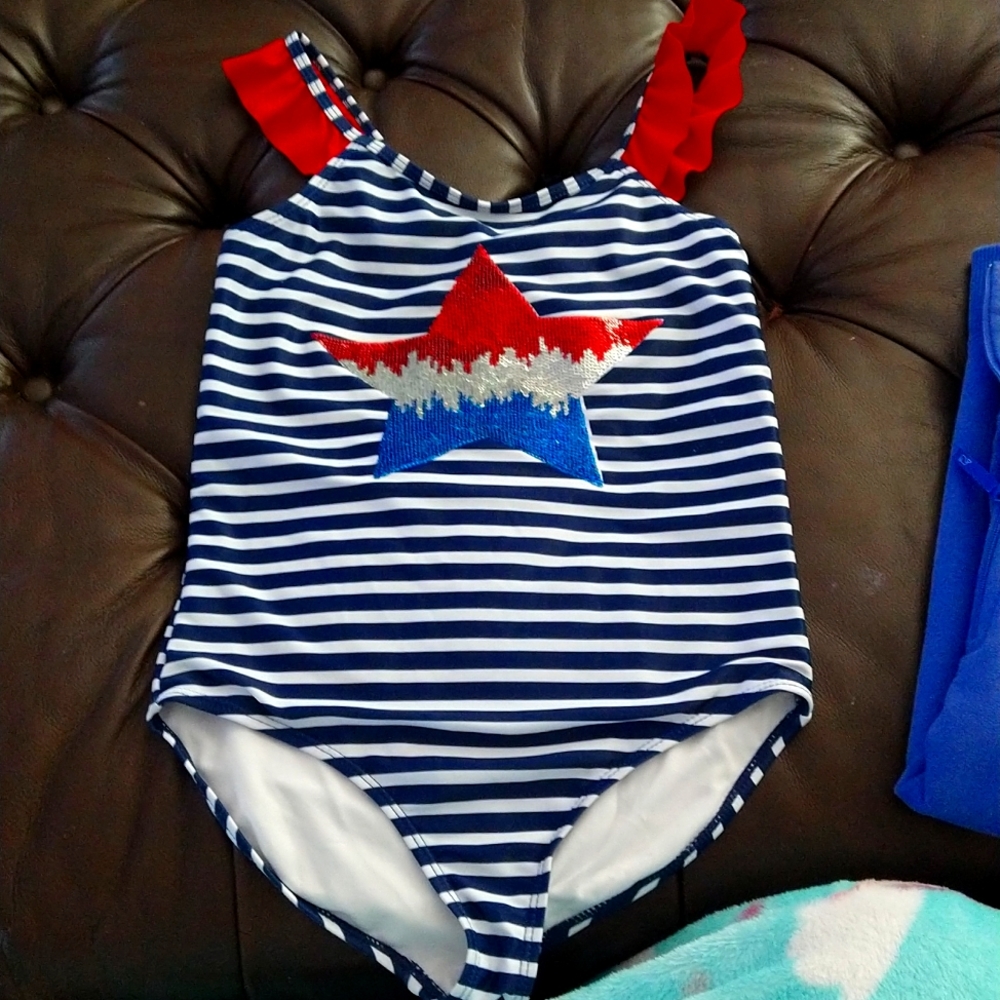 Size 10 girls 4th of July bathing suit!